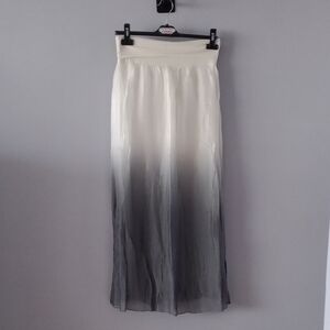 White and Gray Pleated Maxi Skirt for Cocktail